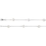 14k White Cultured White Freshwater Pearl  14-station 18' Necklace