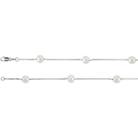 14k White Cultured White Freshwater Pearl  14-station 18' Necklace