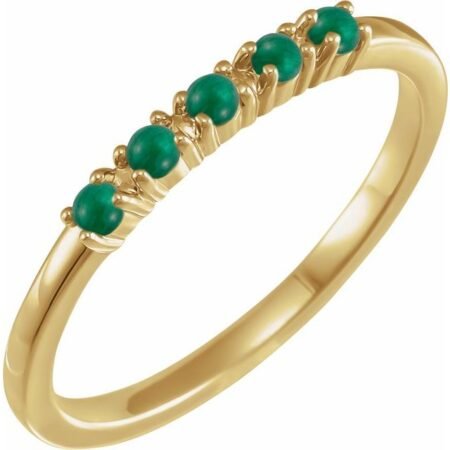 14k Yellow Natural Emerald Cabochon Stackable Ring
