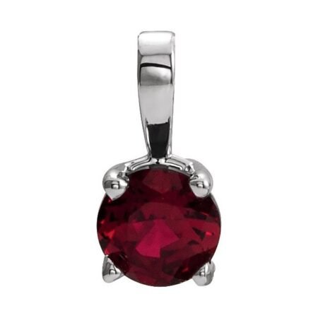 Sterling Silver 6 Mm Imitation Ruby Pendant