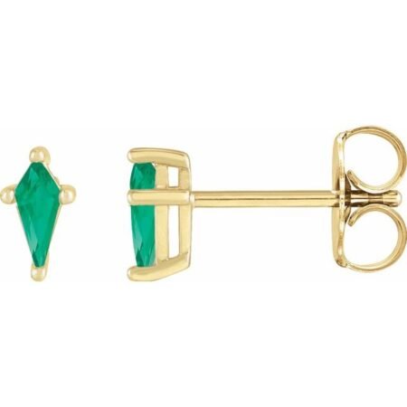 14k Yellow Lab-grown Emerald Earrings