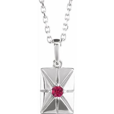 Sterling Silver Lab-grown Ruby 16-18' Necklace
