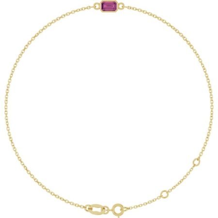 14k Yellow Natural Pink Tourmaline 6 1/2-7 1/2' Bracelet