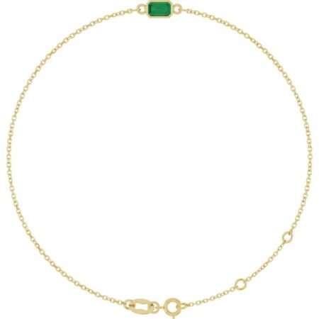 14k Yellow Natural Emerald 6 1/2-7 1/2' Bracelet