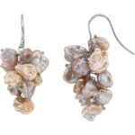 Sterling Silver Cultured Multi-color Freshwater Keshi Pearl Earrings