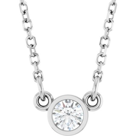 Rhodium-plated Sterling Silver Natural White Sapphire Solitaire 16' Necklace