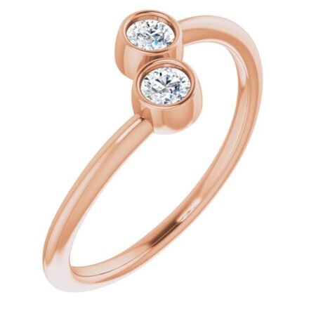 14k Rose Natural White Sapphire Two-stone Ring