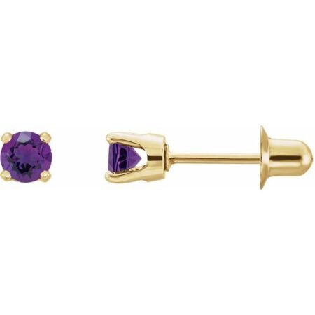 14k Yellow Natural Amethyst Earrings