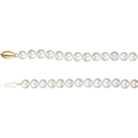 14k Yellow Pansche® Cultured White Freshwater Potato Pearl 18' Necklace