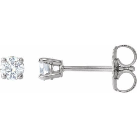 Sterling Silver 3 Mm Imitation White Cubic Zirconia Earrings