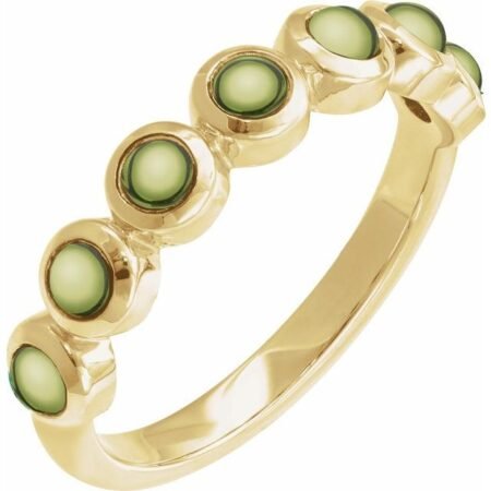 14k Yellow Cabochon Natural Peridot Stackable Ring