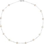 Sterling Silver Cultured White Freshwater Pearl 14-station 18' Necklace