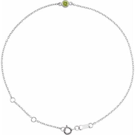 Platinum Natural Peridot Bezel-set Solitaire 6 1/2-7 1/2' Bracelet