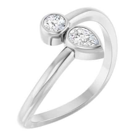 14k White 1/4 Ctw Natural Diamond Two-stone Bypass Ring