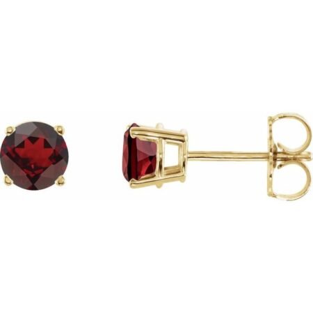 14k Yellow 5 Mm Natural Mozambique Garnet Earrings