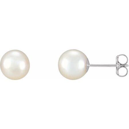 14k White Cultured White Freshwater Pearl Earrings