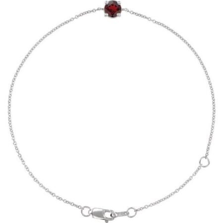 14k White Natural Mozambique Garnet  6 1/2-7-1/2' Bracelet