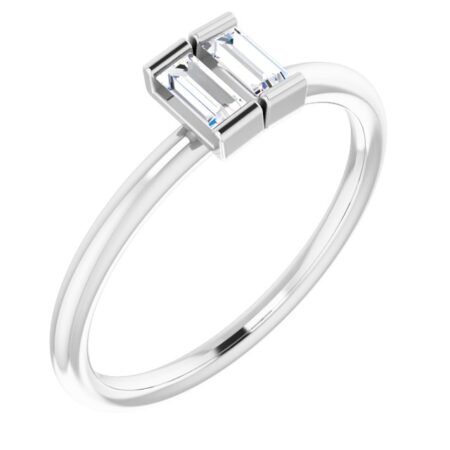 14k White 1/4 Ctw Natural Diamond Two-stone Ring