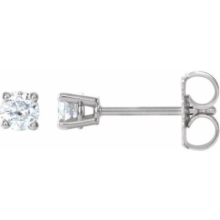 Sterling Silver 3.5 Mm Imitation White Cubic Zirconia Earrings