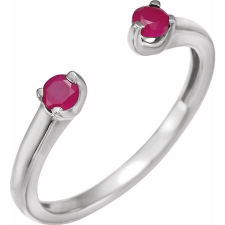 14k White Natural Ruby Negative Space Ring