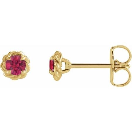 14k Yellow 5.5 Mm Natural Ruby Claw-prong Rope Earrings