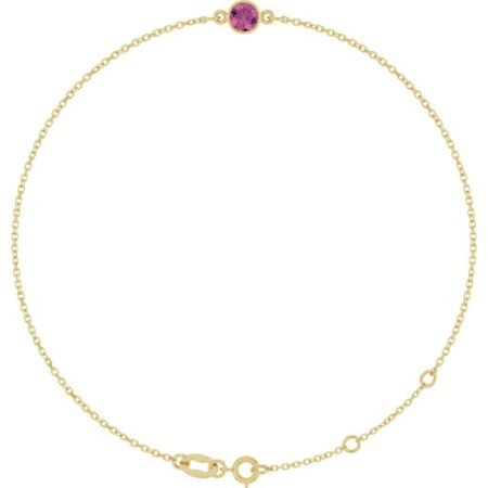 14k Yellow Natural Pink Tourmaline 6 1/2-7 1/2' Bracelet