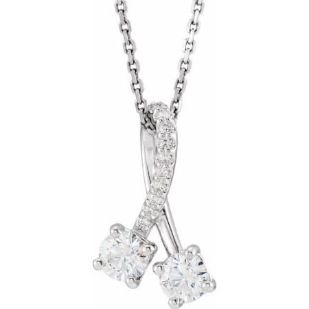 Platinum 1/2 Ctw Natural Diamond 16-18' Necklace