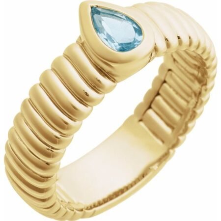 14k Yellow Natural Sky Blue Topaz Ring