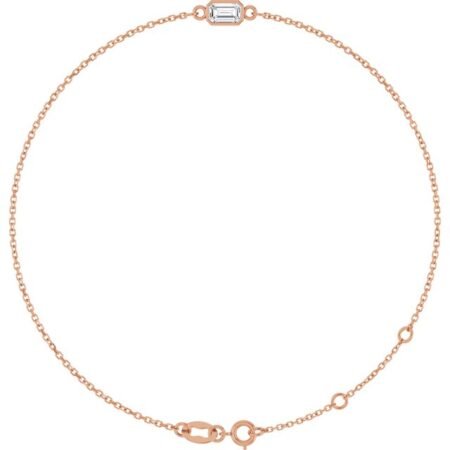 14k Rose Natural White Sapphire 6 1/2-7 1/2' Bracelet