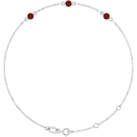 Sterling Silver Natural Mozambique Garnet 6 1/2-7 1/2' Bracelet