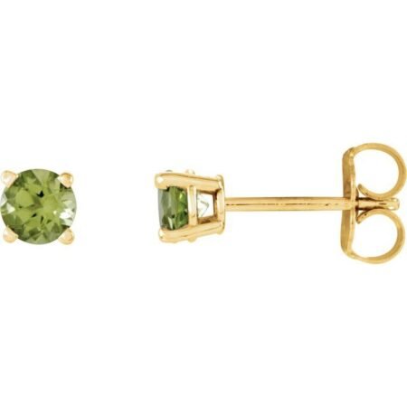 14k Yellow 4 Mm Natural Peridot Earrings