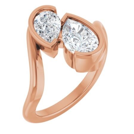 14k Rose 1 1/2 Ctw Lab-grown Diamond Two-stone Engagement Ring