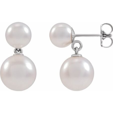 14k White Cultured White Freshwater Pearl Earrings
