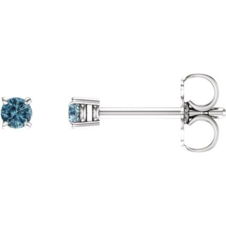 14k White 2.5 Mm Natural Sky Blue Topaz Earrings