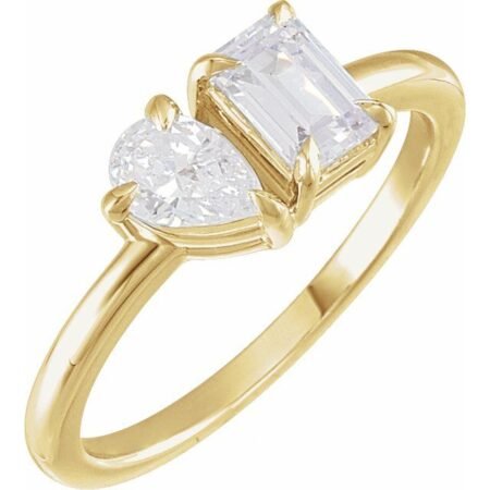 14k Yellow 1 Ctw Lab-grown Diamond Two-stone Ring