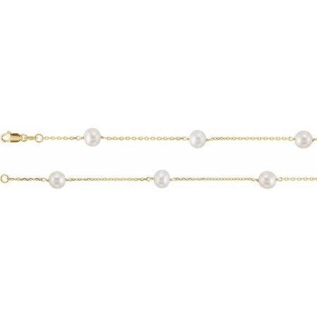 14k Yellow Cultured White Freshwater Pearl 14-station 18' Necklace