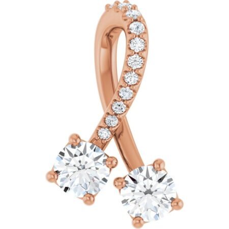 14k Rose 1/2 Ctw Natural Diamond Pendant