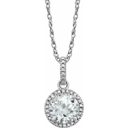 Sterling Silver Lab-grown White Sapphire & .01 Ctw Natural Diamond 18' Necklace