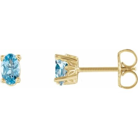 14k Yellow Natural Aquamarine Earrings