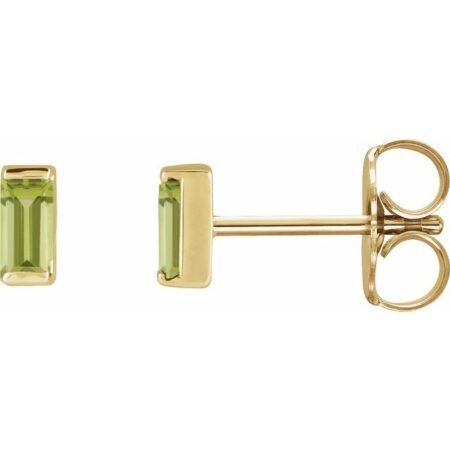14k Yellow Natural Peridot Channel-set Earrings