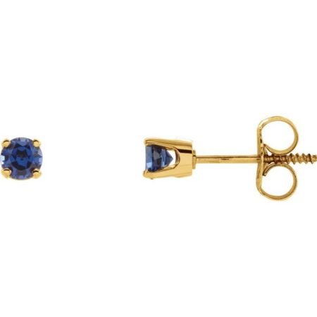 14k Yellow Natural Blue Sapphire Youth Earrings