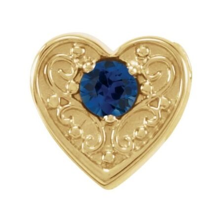 14k Yellow Natural Blue Sapphire Heart Slide Pendant