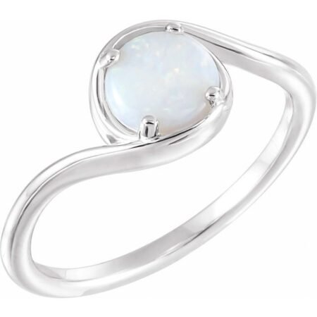 Sterling Silver Natural White Opal Bypass Ring