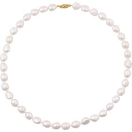 14k Yellow Cultured White Freshwater Pearl 18' Necklace