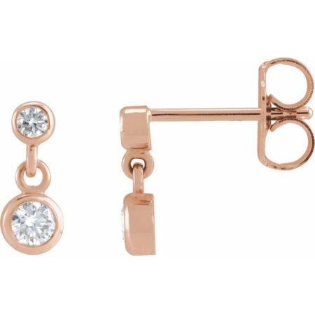 14k Rose 1/4 Ctw Natural Diamond Two-stone Earrings