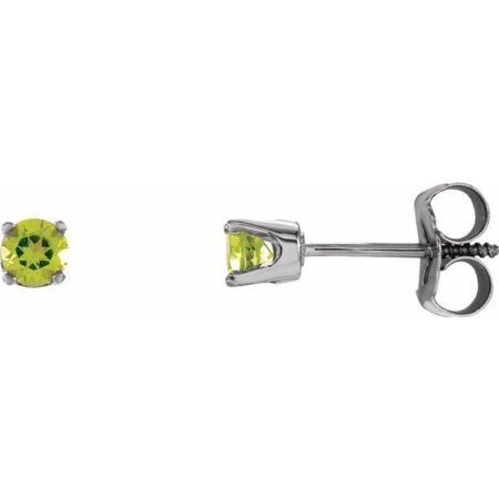 14k White Natural Peridot Youth Earrings