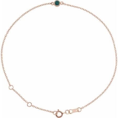 14k Rose Lab-grown Alexandrite Bezel-set Solitaire 6 1/2-7 1/2' Bracelet