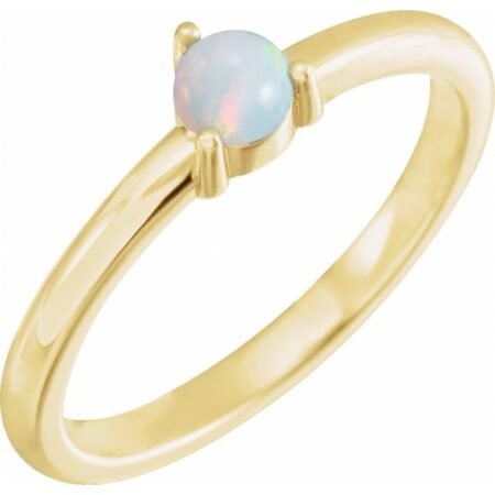14k Yellow Natural White Opal Cabochon Ring