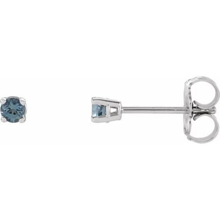 14k White 2.5 Mm Natural Aquamarine Earrings