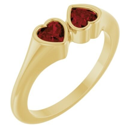 14k Yellow Natural Mozambique Garnet Two-stone Ring